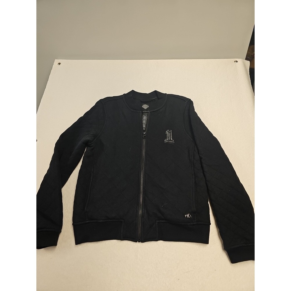 Harley-Davidson® Black Quilted Puffer Bomber Jacket Womens Size S Warm Full Zip